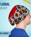 Floral Heart - Scrub Cap - rae & grace - Euro - Accent Top