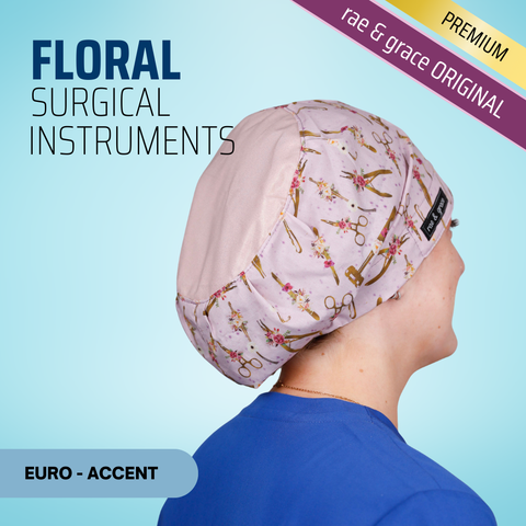 Floral Surgical Instruments - Scrub Cap - rae & grace - Euro - Accent Top