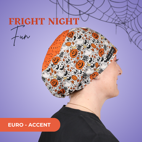 Fright Night Fun - Scrub Cap - rae & grace - Euro - Accent Top