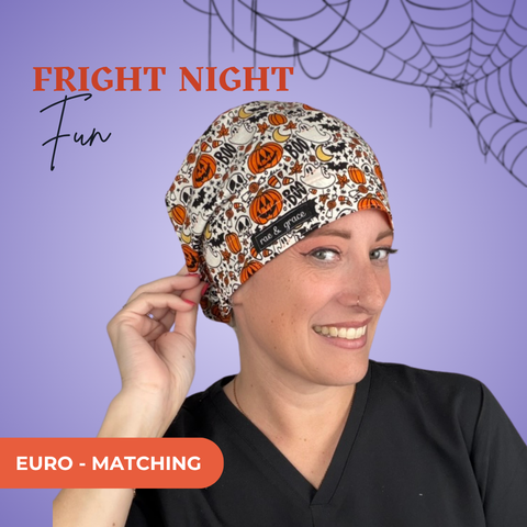 Fright Night Fun - Scrub Cap - rae & grace - Euro - Matching Top