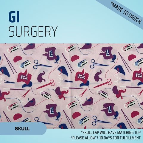 Gi Surgery - Scrub Cap - rae & grace - Skull Cap - Made to order Please allow 7-10 days for fulfillment.