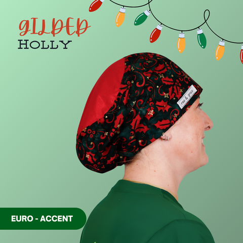Gilded Holly - Scrub Cap - rae & grace - Euro - Accent Top