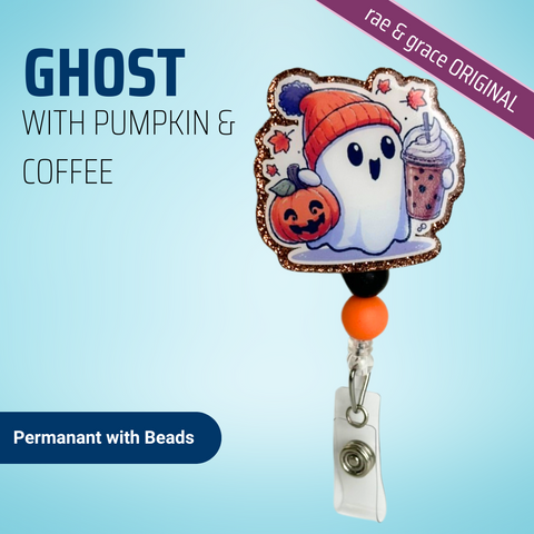 Ghost with Pumpkin and Coffee - Badge Reel