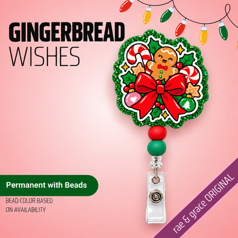 Gingerbread Wishes - Badge Reel - rae & grace - Permanent/Beads