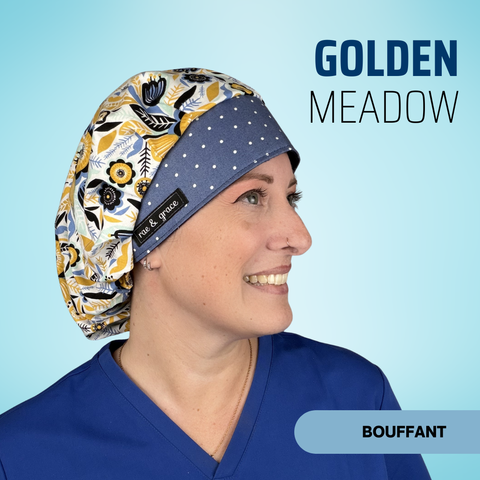Golden Meadow - Scrub Cap - rae & grace - Bouffant