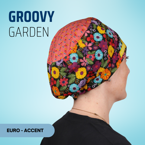 Groovy Garden - Scrub Cap - rae & grace - Euro - Accent Top