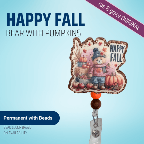 Happy Fall (Bear w/ Pumpkins) - Badge Reel