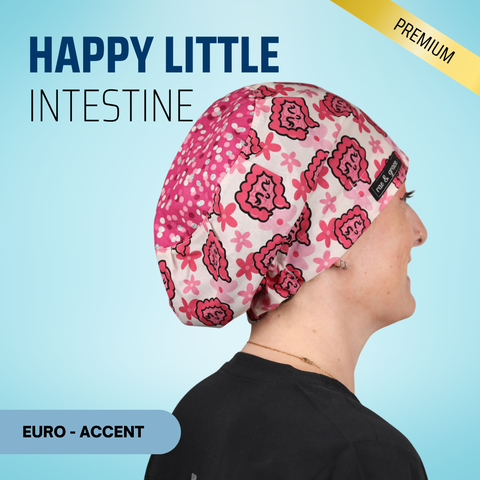 Happy Little Intestines - Scrub Cap - rae & grace - Euro - Accent Top