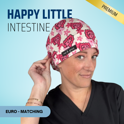 Happy Little Intestines - Scrub Cap - rae & grace - Euro - Matching Top