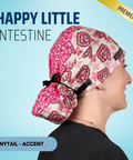 Happy Little Intestines - Scrub Cap - rae & grace - Ponytail - Accent Top