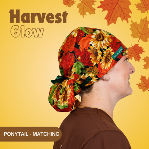 Harvest Glow - Scrub Cap - rae & grace - Ponytail - Matching Top