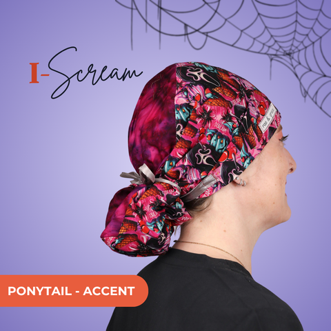 I Scream - Scrub Cap - rae & grace - Ponytail - Accent Top