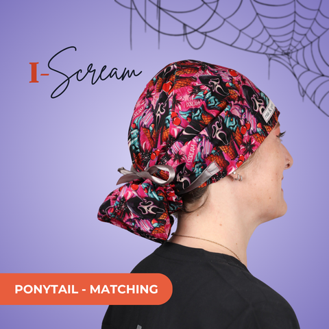 I Scream - Scrub Cap - rae & grace - Ponytail - Matching Top