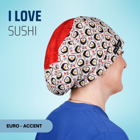 I Love Sushi - Scrub Cap - rae & grace - Euro - Accent Top