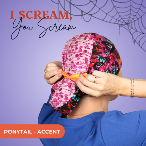 I Scream, You Scream - Scrub Cap - rae & grace - Ponytail - Accent Top