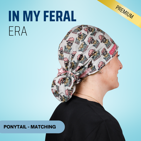 In My Feral Era - Scrub Cap - rae & grace - Ponytail - Matching Top