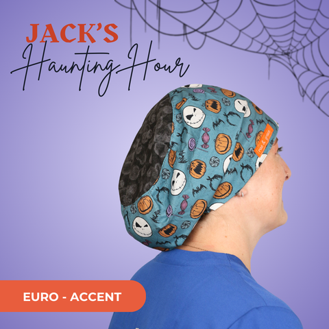 Jack’S Haunting Hour  - Scrub Cap - rae & grace - Euro - Accent Top