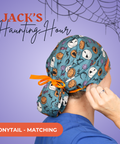 Jack’S Haunting Hour  - Scrub Cap - rae & grace - Ponytail - Matching Top