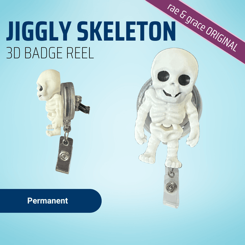 Jiggly Skeleton - 3D Printed Badge Reel