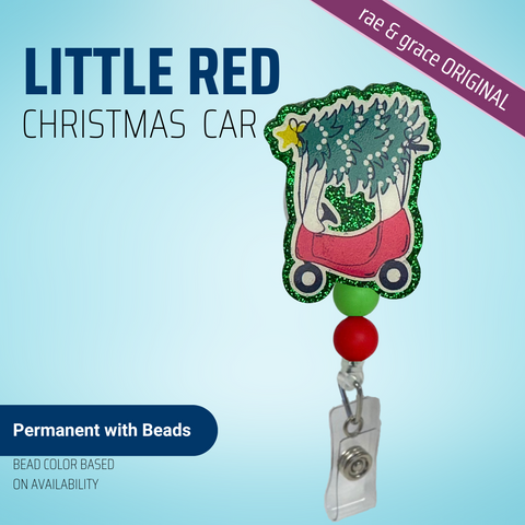 Little Red Christmas Car- Badge Reel