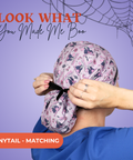 Look What You Made Me Boo - Scrub Cap - rae & grace - Ponytail - Matching Top