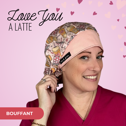 Love You A Latte - Scrub Cap - rae & grace - Bouffant
