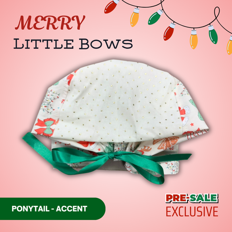 Merry Little Bows - Scrub Cap - rae & grace - Ponytail - Accent Top