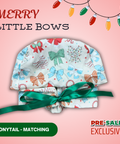 Merry Little Bows - Scrub Cap - rae & grace - Ponytail - Matching Top