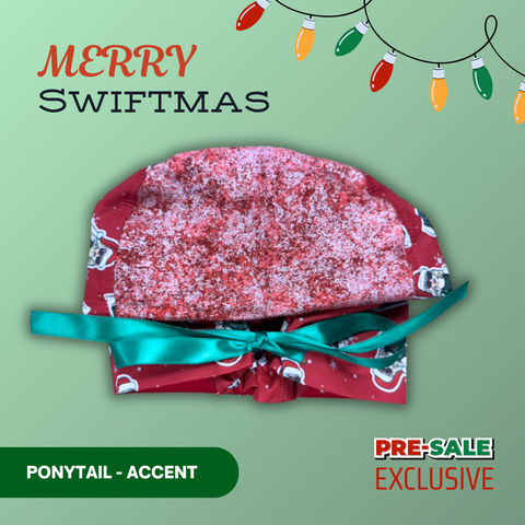Merry Swiftmas - Scrub Cap - rae & grace - Ponytail - Accent Top