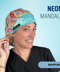 Neon Mandala - Scrub Cap - rae & grace - Bouffant