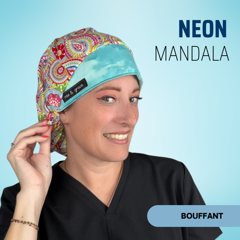 Neon Mandala - Scrub Cap - rae & grace - Bouffant