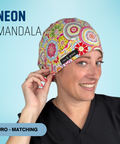 Neon Mandala - Scrub Cap - rae & grace - Euro - Matching Top