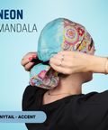 Neon Mandala - Scrub Cap - rae & grace - Ponytail - Accent Top