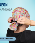 Neon Mandala - Scrub Cap - rae & grace - Ponytail - Matching Top