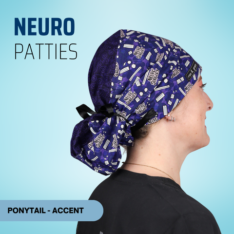 Neuro Patties - Scrub Cap - rae & grace - Ponytail - Accent Top