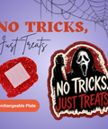 No Tricks, Just Treats - Badge Reel - rae & grace - Interchangeable Plate Only