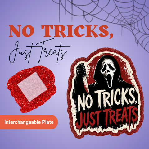 No Tricks, Just Treats - Badge Reel - rae & grace - Interchangeable Plate Only