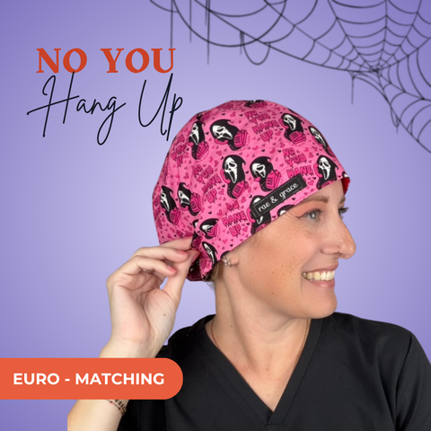 No You Hang Up - Scrub Cap - rae & grace - Euro - Matching Top