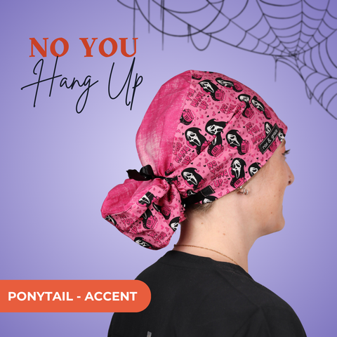 No You Hang Up - Scrub Cap - rae & grace - Ponytail - Accent Top