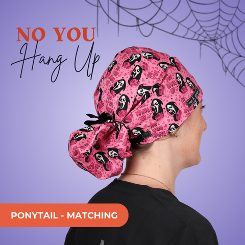 No You Hang Up - Scrub Cap - rae & grace - Ponytail - Matching Top