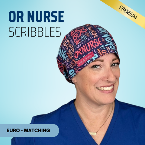 OR Nurse Scribbles - Scrub Cap - rae & grace - Euro - Matching Top