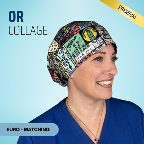 OR Collage - Scrub Cap - rae & grace - Euro - Matching Top