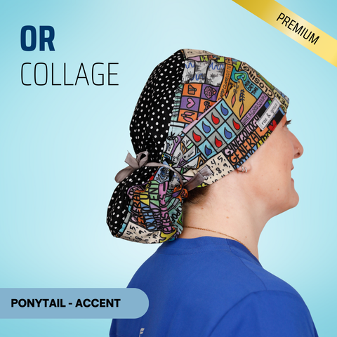 OR Collage - Scrub Cap - rae & grace - Ponytail - Accent Top