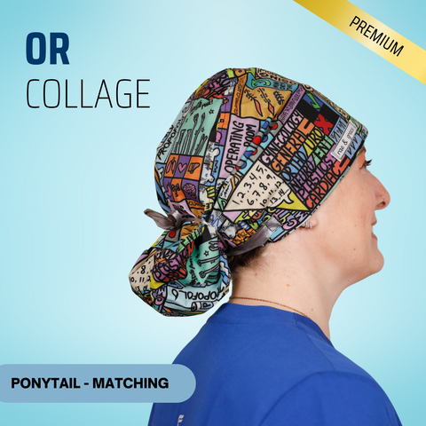 OR Collage - Scrub Cap - rae & grace - Ponytail - Matching Top