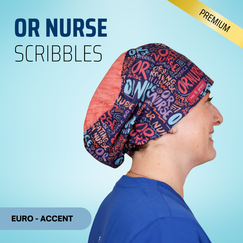 OR Nurse Scribbles - Scrub Cap - rae & grace - Euro - Accent Top