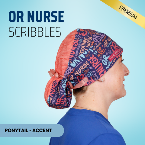 OR Nurse Scribbles - Scrub Cap - rae & grace - Ponytail - Accent Top
