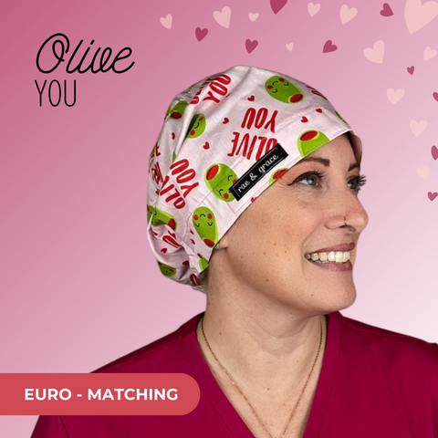 Olive You - Scrub Cap - rae & grace - Euro - Matching Top