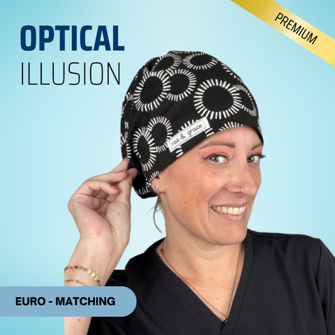 Optical Illusion - Scrub Cap - rae & grace - Euro - Matching Top