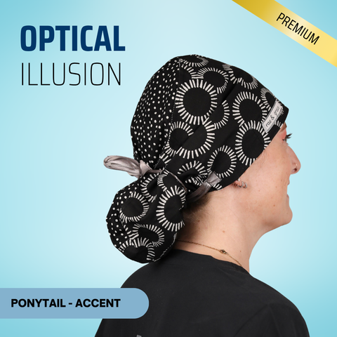 Optical Illusion - Scrub Cap - rae & grace - Ponytail - Accent Top