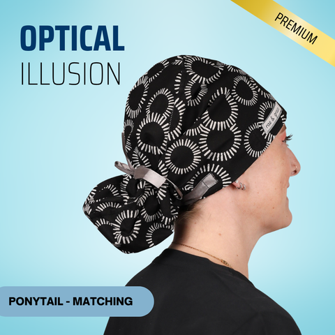 Optical Illusion - Scrub Cap - rae & grace - Ponytail - Matching Top